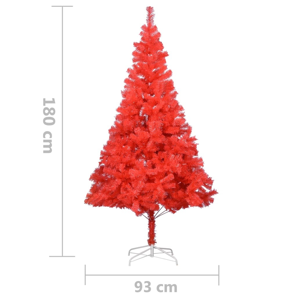 Sapin de Noël Rouge Artificiel 180 X 93 cm et pied support pour un Noël original.