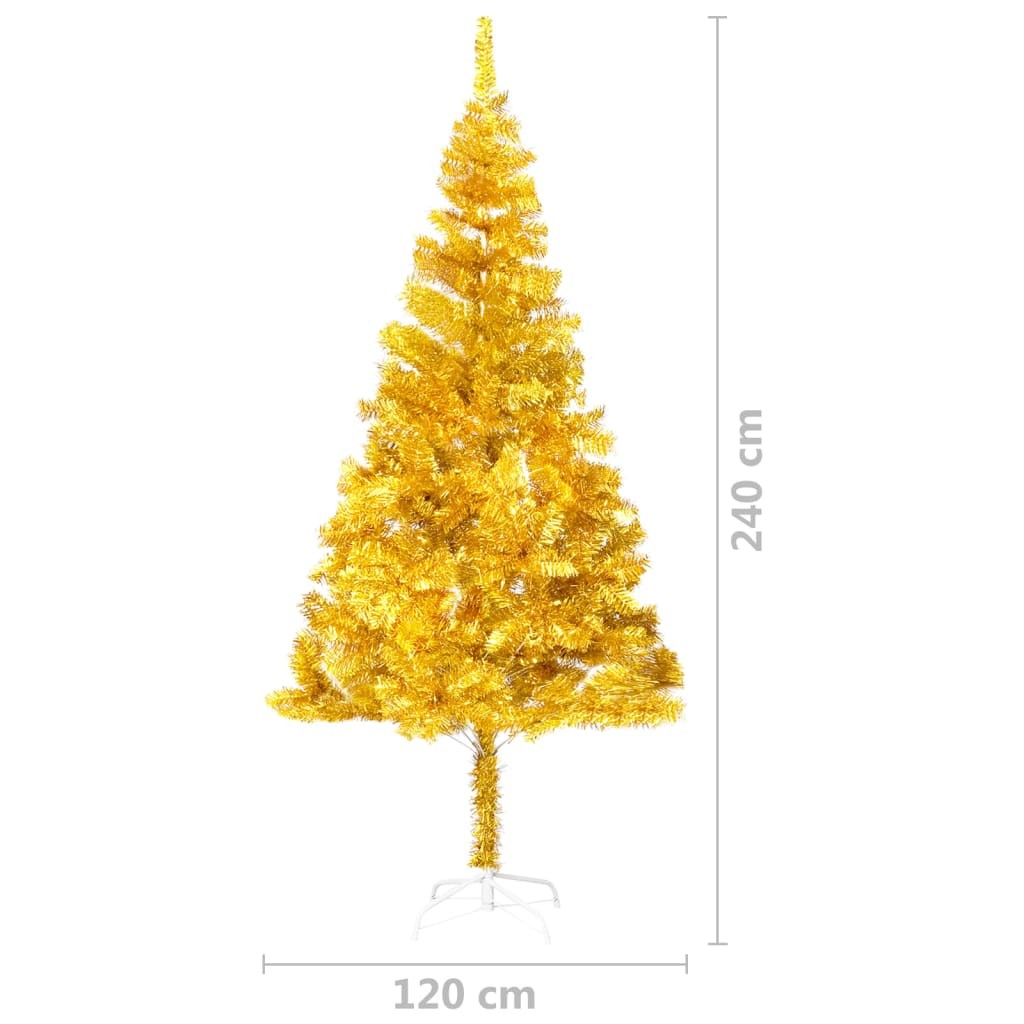 Sapin de Noël Doré Artificiel 240 X 120 cm et pied support pour un Noël original.