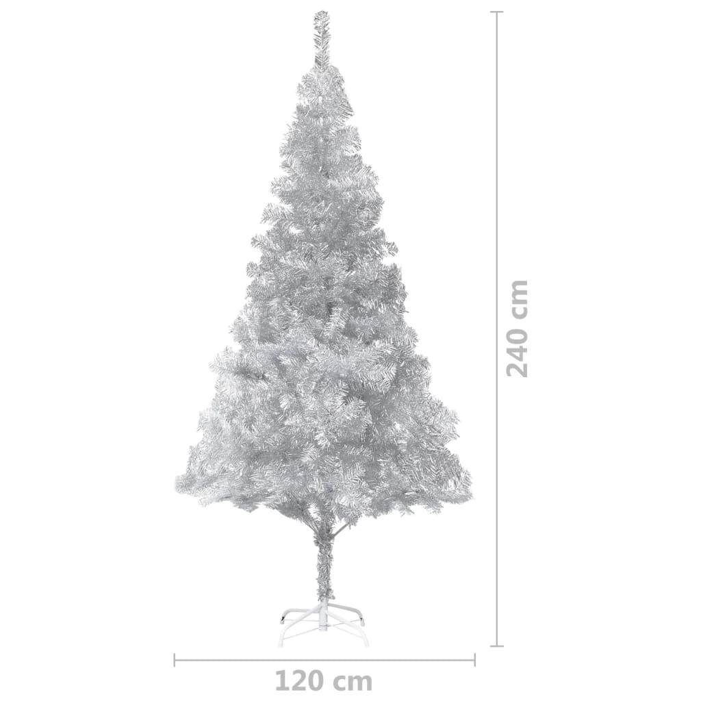 Sapin de Noël Argenté Artificiel 240 X 120 cm et pied support pour un Noël original.