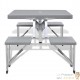 Ensemble Table de Camping avec 4 Chaises Pliantes GRIS