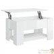 Table Basse Salon. Couleur Blanc Brillant. Plateau Relevable. Grand Espace de Rangement