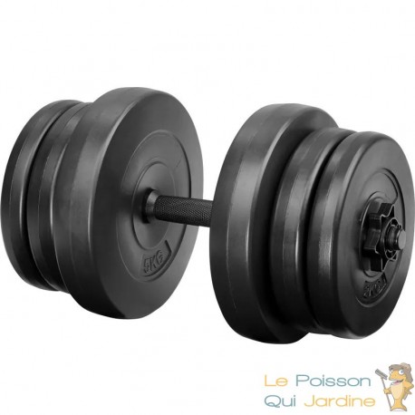 1 haltère Musculation 10 kg. 6 disques, Plastique ABS pour une Musculation  Efficace - Le Poisson Qui Jardine