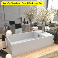 Lot de 2 Lavabos de Salle de Bain Chic & Moderne Blanc. SANS Mitigeur