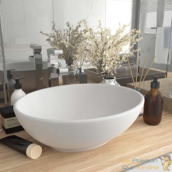 Vasque de Salle de Bain Ovale. Blanc Mat. Lavabo moderne SANS Mitigeur