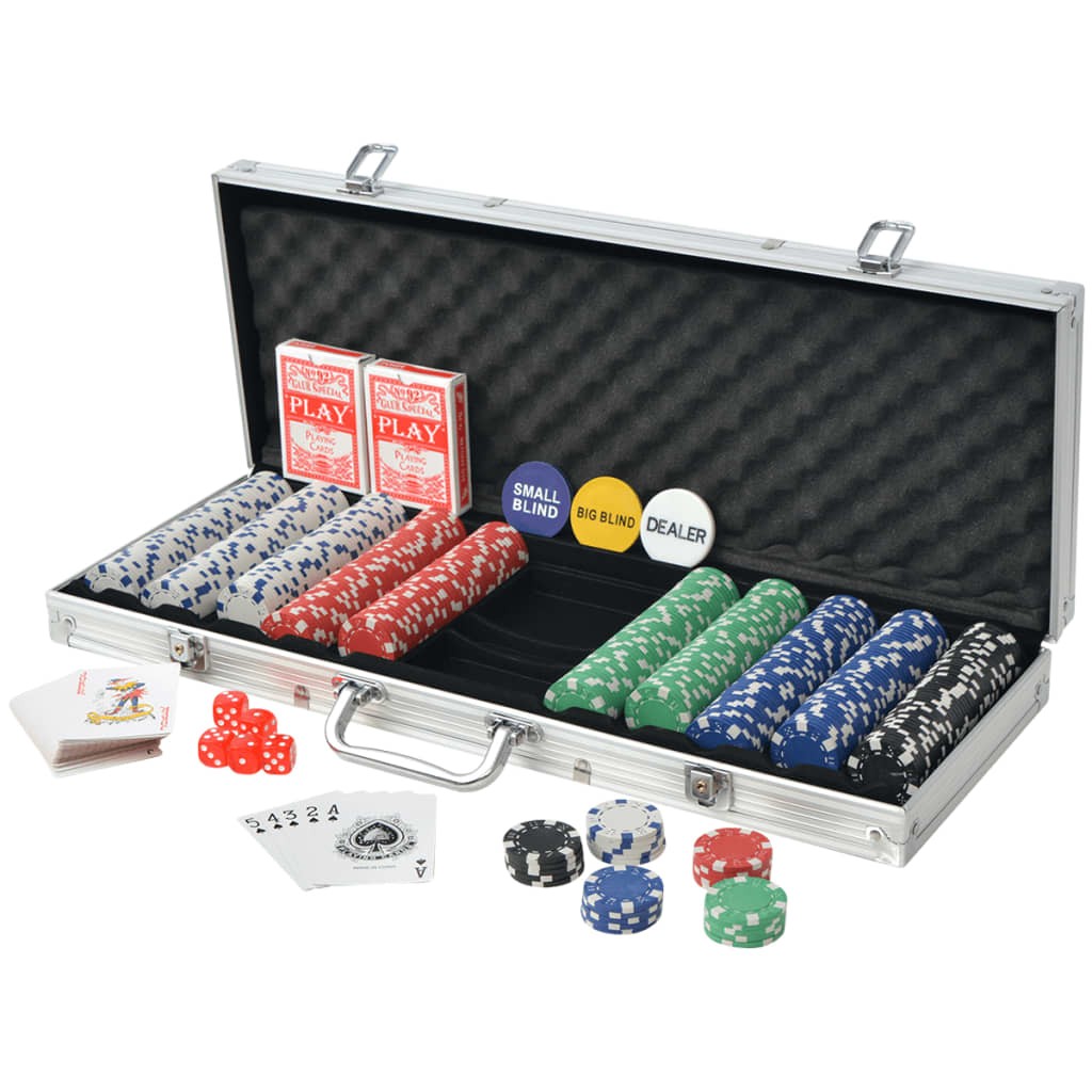 Jeu de poker + 500 jetons + valise de rangement