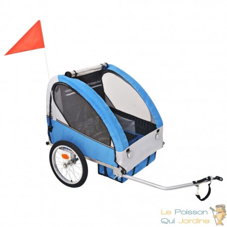 Remorque Vélo Bleu pour enfants à attacher à un vélo. Robustes, maximum pour 30 kg