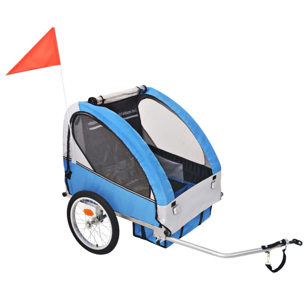 Remorque Vélo Bleu pour enfants à attacher à un vélo. Robustes, maximum pour 30 kg