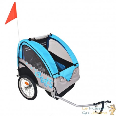 Remorque Vélo Turquoise pour enfants à attacher à un vélo. Robustes, maximum pour 30 kg