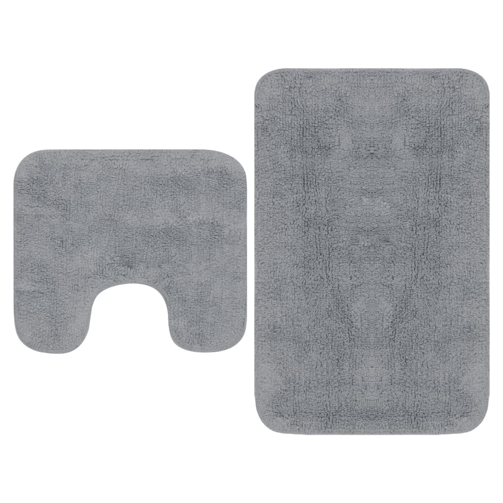 Tapis de salle de bain Gris + Tapis de WC - Toilettes