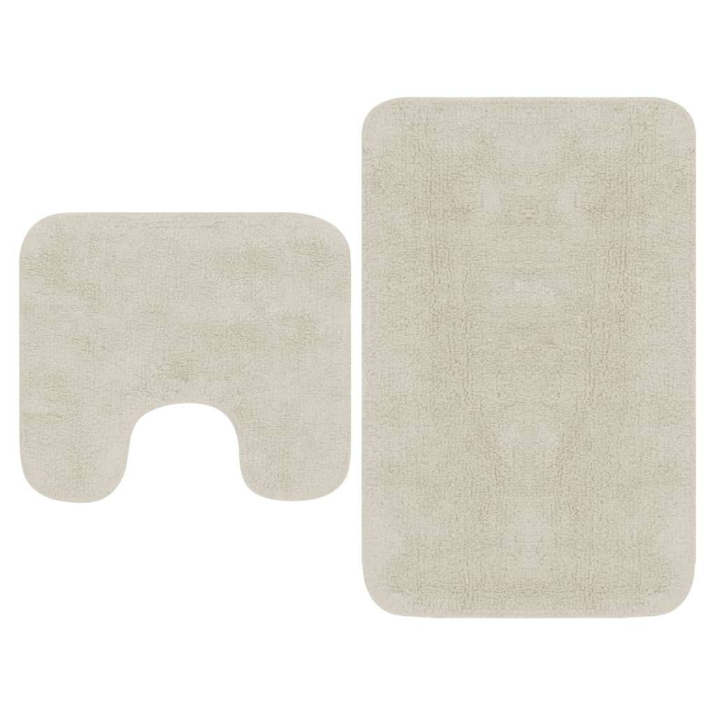 Tapis de salle de bain Blanc + Tapis de WC - Toilettes