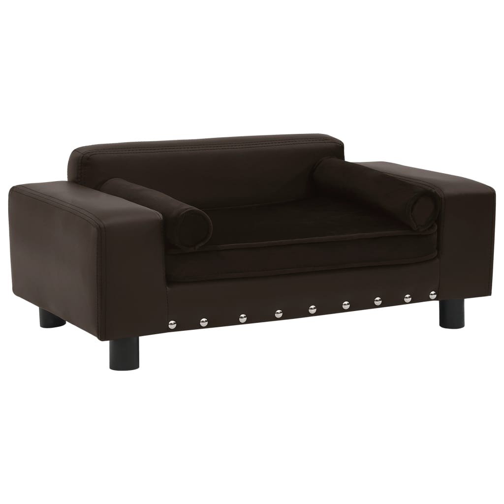 Canapé ou Lit pour chien. Sofa Marron 81 x 43 x 31 cm similicuir et Velours & Confortable