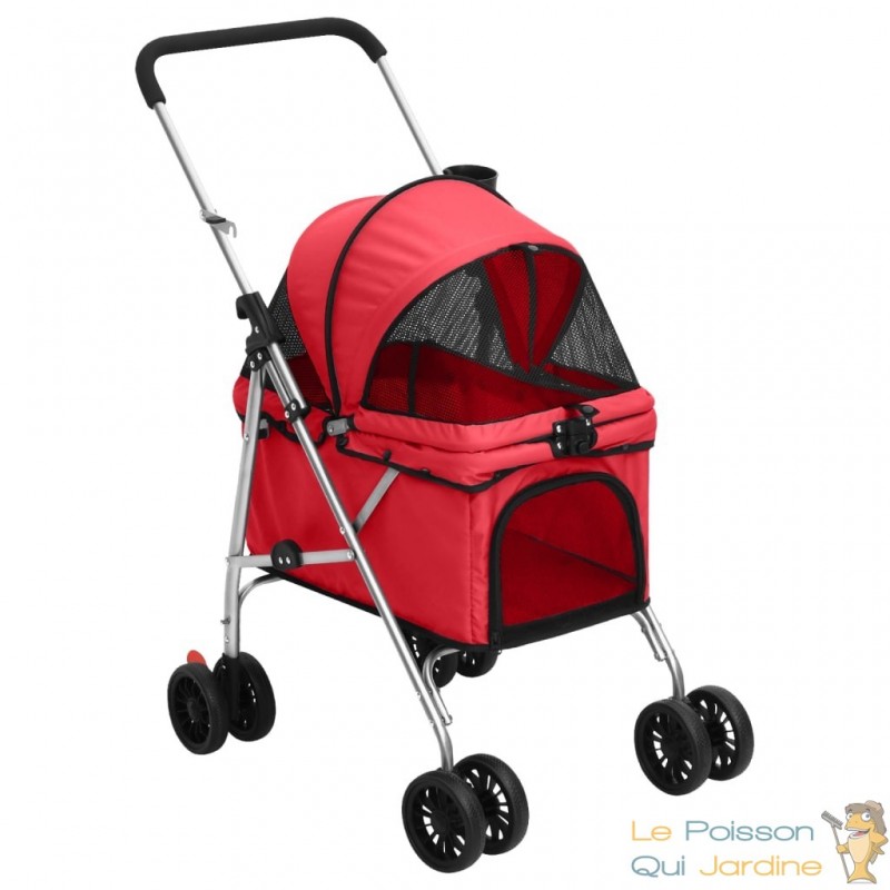 Poussette pour Chiens ou chats Rouge Confort. Id al pour vos