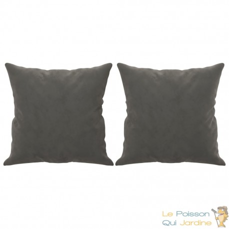 2 Coussins décoratifs Gris Anthracite 40 x 40 cm En Velours. Idéal Salon, Sofa et Canapé