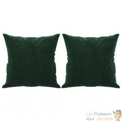 2 Coussins décoratifs Vert 40 x 40 cm En Velours. Idéal Salon, Sofa et Canapé