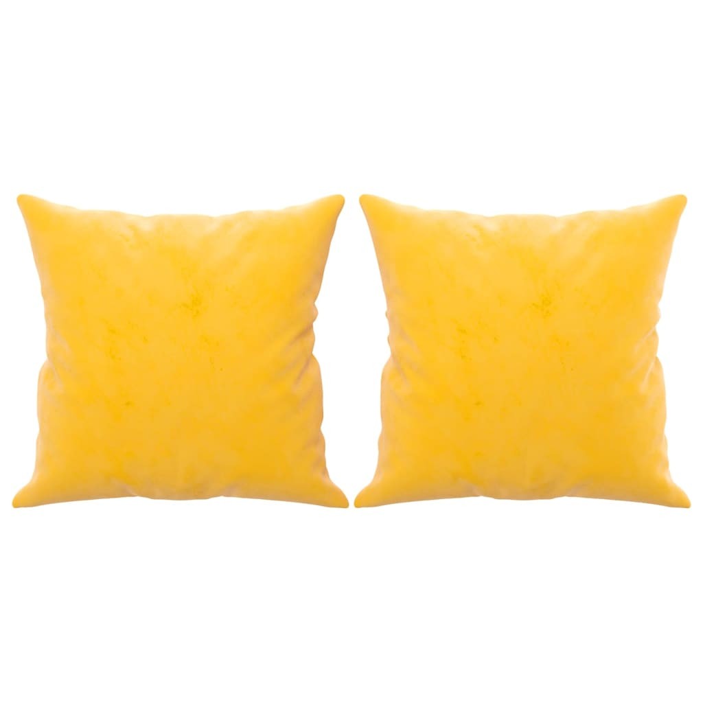 2 Coussins décoratifs Jaune 40 x 40 cm En Velours. Idéal Salon, Sofa et Canapé