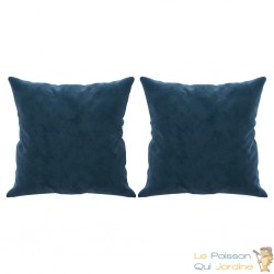 2 Coussins décoratifs Bleu 40 x 40 cm En Velours. Idéal Salon, Sofa et Canapé