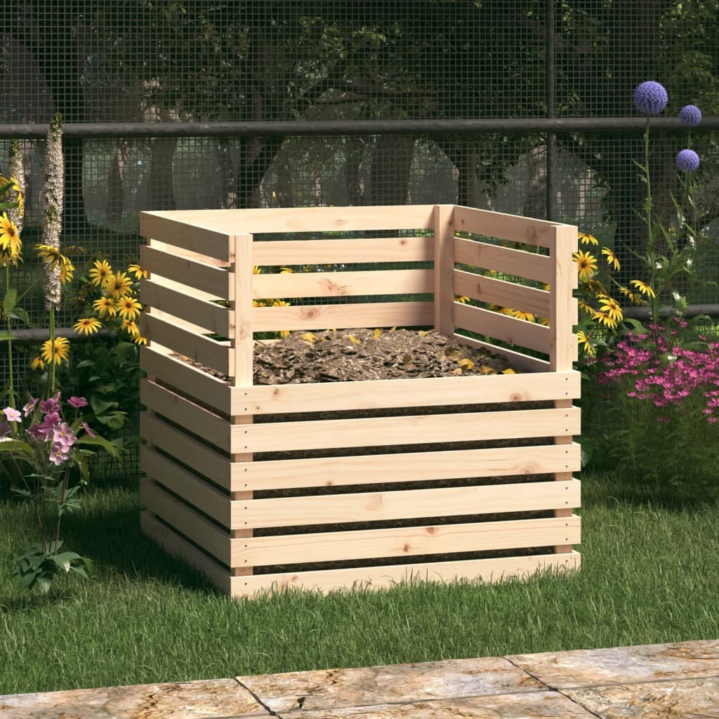 Composteur De 500 Litres Brun Clair Pour Jardin. En Bois de pin. Bois Massif