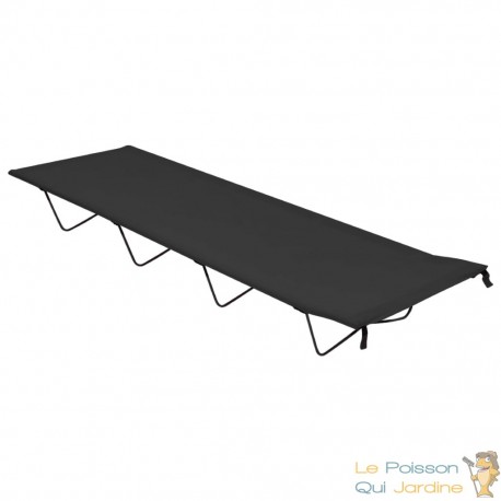 Lit de Camp Noir 180 cm de long. Ideal camping, caravaning, vanlife, expédition