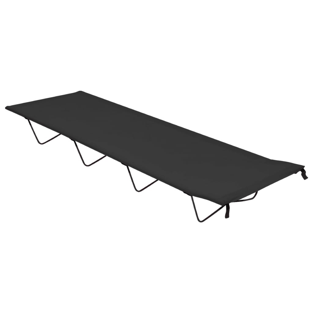 Lit de Camp Noir 180 cm de long. Ideal camping, caravaning, vanlife, expédition