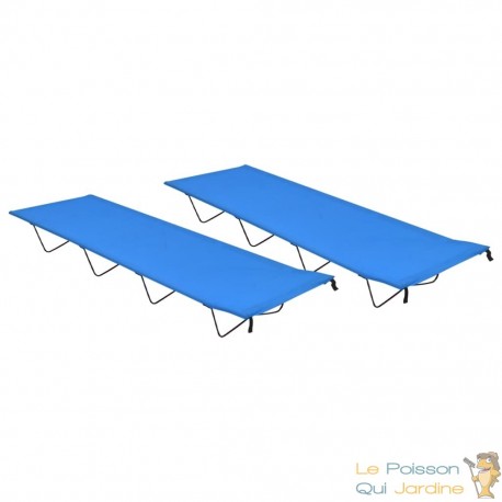 2 Lits de Camp Bleus 180 cm de long. Ideal camping, caravaning, vanlife, expédition