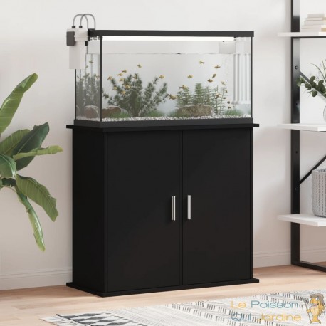 Meuble Noir Pour aquariums de 80 X 30 cm. 2 Portes Support solide et stable pour auqariums