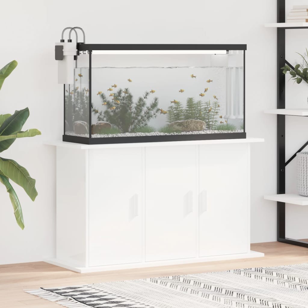 Meuble Blanc Brillant Pour aquariums de 100 X 40 cm. 3 Portes Support solide et stable pour aquariums