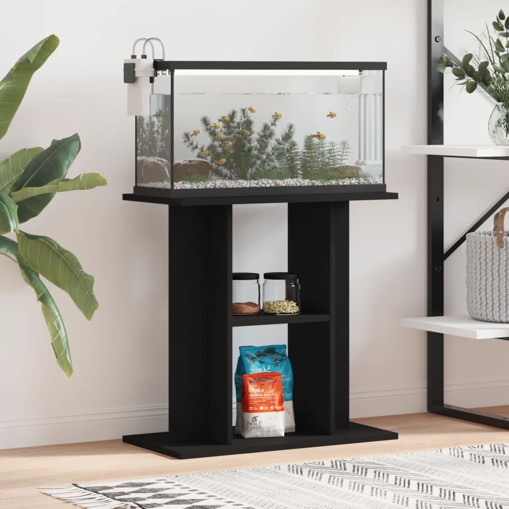 Meuble Support Noir Aquariums 60 X 30 cm. 1 étagère Support solide et stable pour aquariums