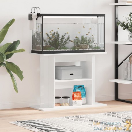 Meuble Support Blanc Brillant Aquariums 80 X 30-35 cm. 1 étagère Support solide et stable pour aquariums