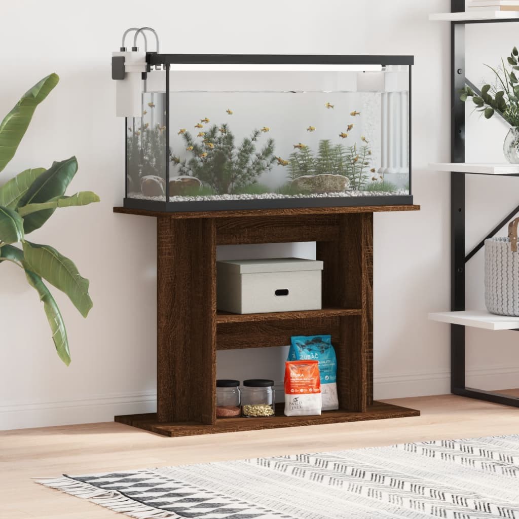 Meuble Support Marron Aquariums 80 X 30-35 cm. 1 étagère Support solide et stable pour aquariums