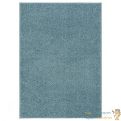 Tapis Salon Poils Courts. Bleu. 140 X 200. Design, Chaud & Confortable