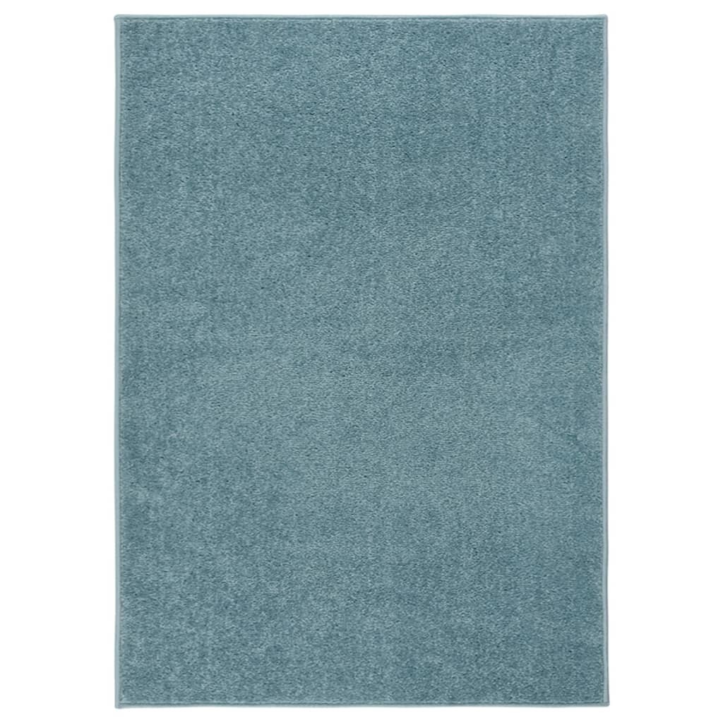 Tapis Salon Poils Courts. Bleu. 200 X 290. Design, Chaud & Confortable