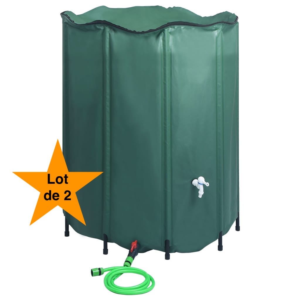 Lot de 2 Cuves, Réservoirs Récupérateurs d'eau de pluie pliable 1250 L à Eau