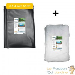 Pack Bassin de jardin : Bâche liner 12 m² 3X4 et feutre géotextile de protection