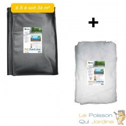 Pack Bassin de jardin : Bâche liner 36 m² 6x6 et feutre géotextile de protection