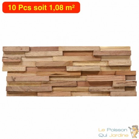 Panneaux Parement Mural en Bois. 10 Pièces. 1,08 m² Effet 3D