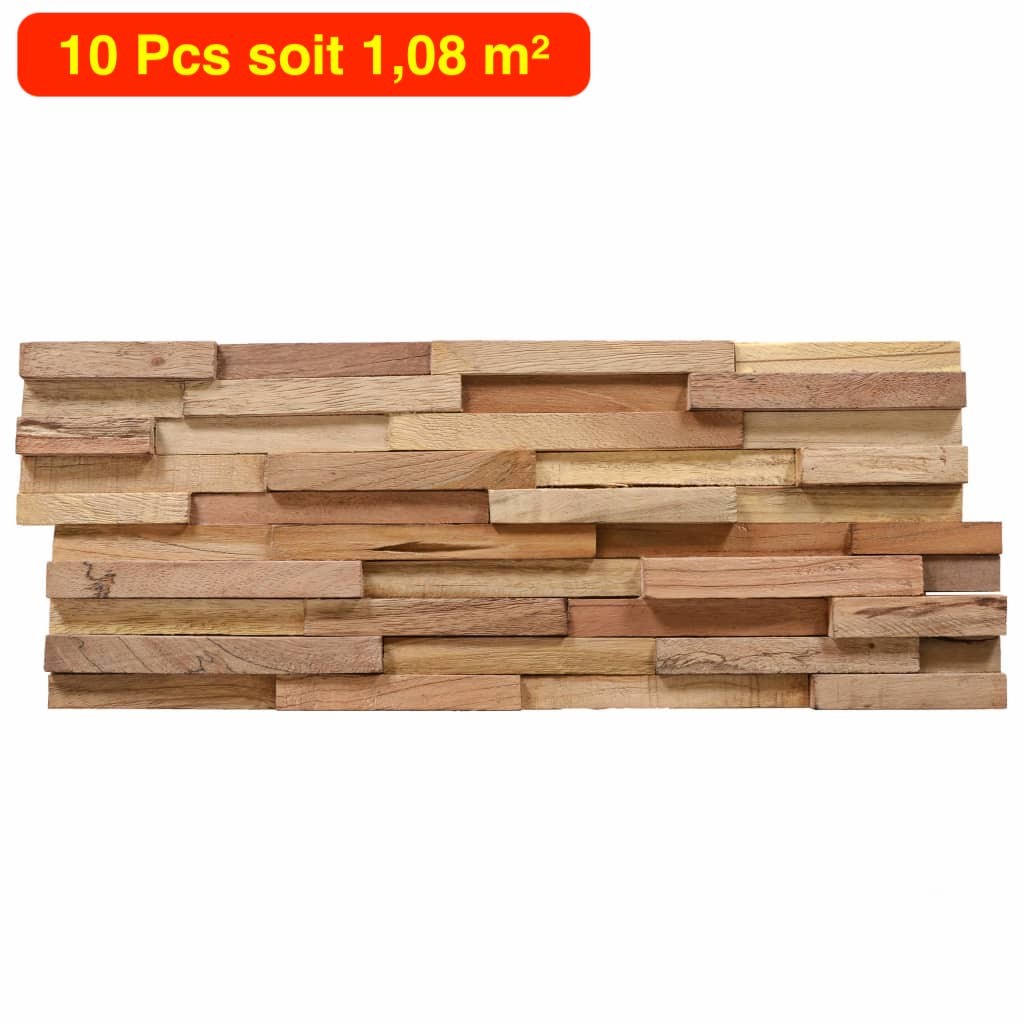 Panneaux Parement Mural en Bois. 10 Pièces. 1,08 m² Effet 3D