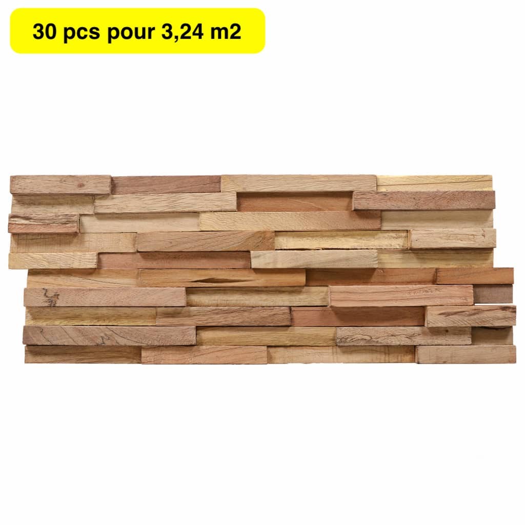 30 Panneaux Parement Mural en Bois. 3,24 m² Effet 3D. Décoration intérieure