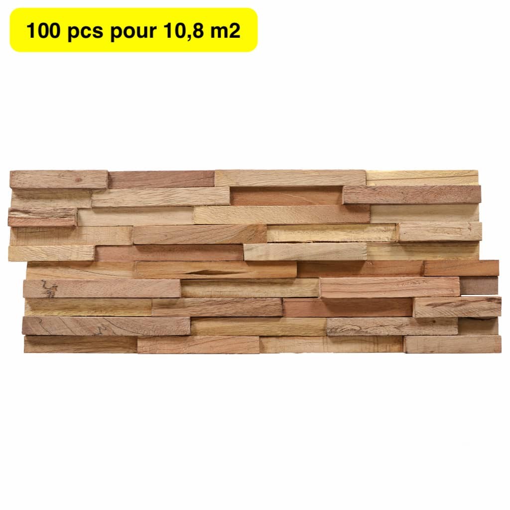 100 Panneaux Parement Mural en Bois. 10,8 m² Effet 3D. Décoration intérieure