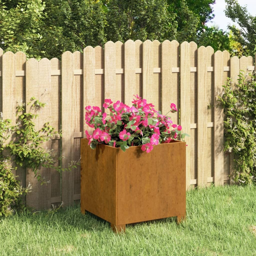 Jardinière Acier Corten Avec Pieds 32 X 30 X 33 cm. Aspect Rouille, Très tendance. Jardin, Patio, Balcon