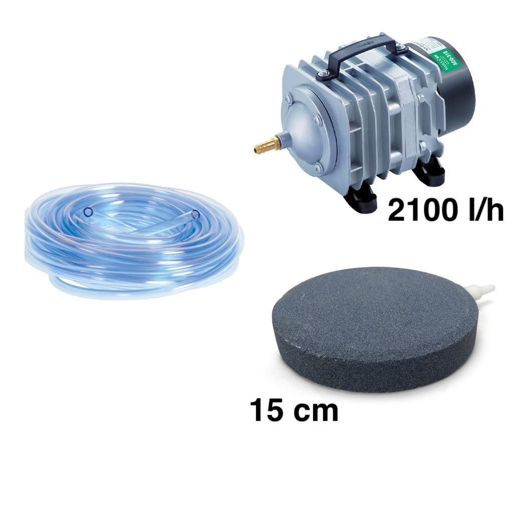 Set Aérateur Bulleur 15 cm Bassin De Jardin De 1000 À 3000 L. Pompe à air bassin + accessoires