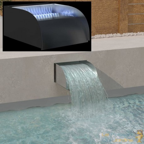 Cascade - Fontaine incurvée + LED Inox Bassin De Jardin & Piscine 30 x 34 x 14 cm