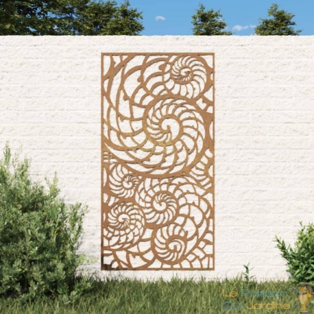 Plaque Tableau Décoration Murale Jardin : Coquillages. En Corten