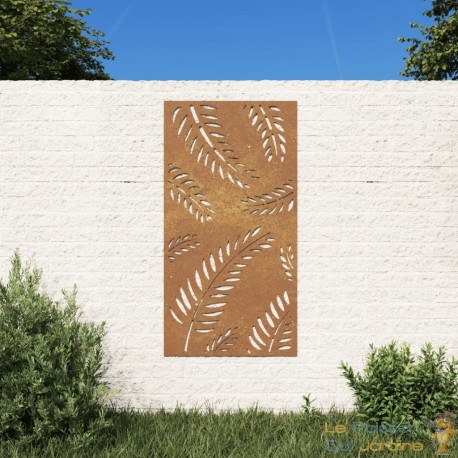 Plaque Tableau Décoration Murale Jardin : Grandes feuilles. En Corten