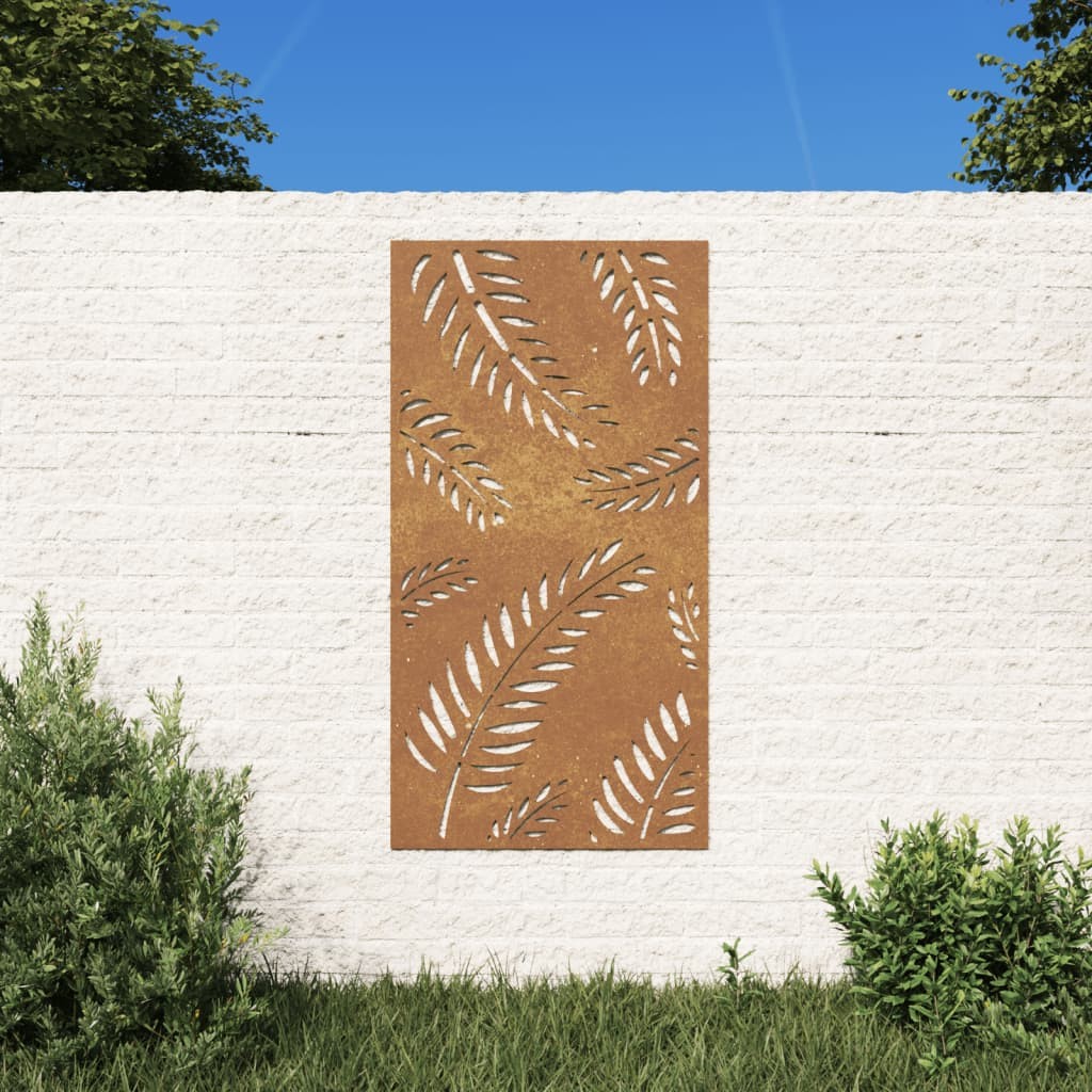 Plaque Tableau Décoration Murale Jardin : Grandes feuilles. En Corten