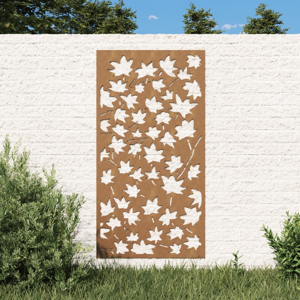 Plaque Tableau Décoration Murale Jardin : Feuilles d'érable. En Corten