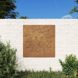 Plaque Tableau Décoration Murale Jardin 55 cm de long: Soleil En Corten