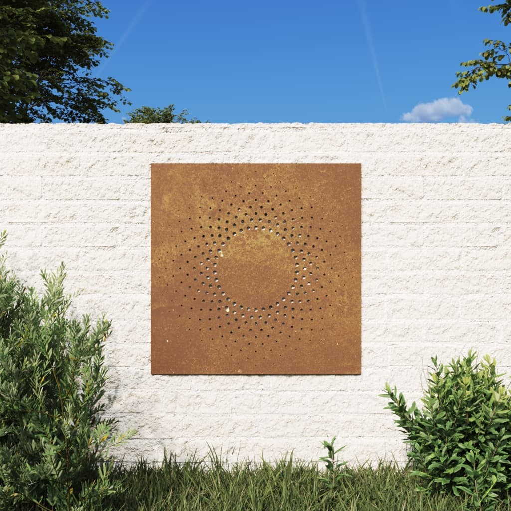 Plaque Tableau Décoration Murale Jardin 55 cm de long: Soleil Simple En Corten