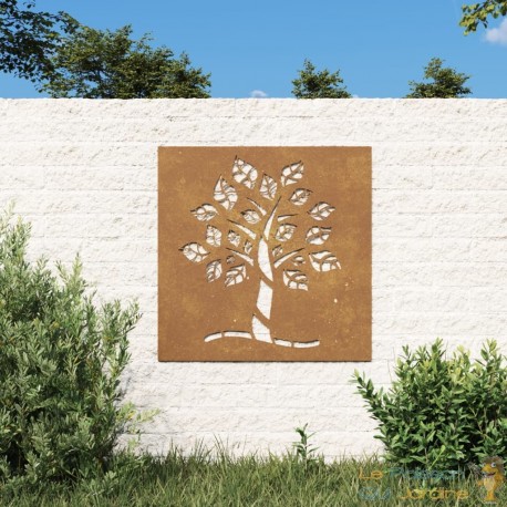 Plaque Tableau Décoration Murale Jardin 55 cm de long: Arbre 2 En Corten