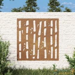 Plaque Tableau Décoration Murale Jardin 55 cm de long: Bambou En Corten