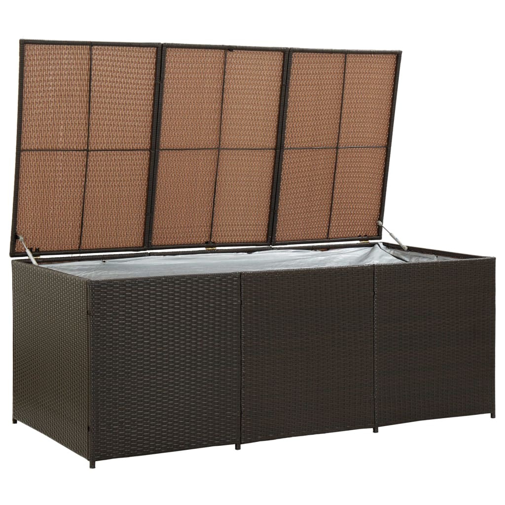 GRAND Coffre de jardin Marron Polyrotin 180 X 90 X 70. Rangement facile et discret